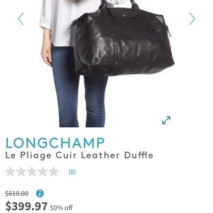 Longchamp Le Pliage Cuir Black Leather Duffle